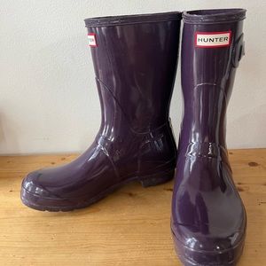 Hunter Original Short Waterproof Rain Boot Purple